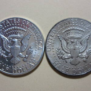 ６、アメリカ HALF DOLLAR銀貨 １９６４年 ２枚（左プルーフ） ２５，０６ｇの画像4