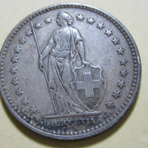 １５、スイス ２Fr銀貨 １９０８年 ９，９６ｇの画像5
