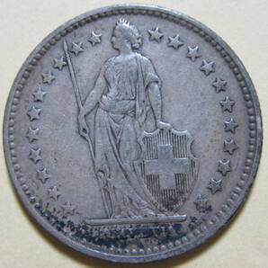 １５、スイス ２Fr銀貨 １９０８年 ９，９６ｇの画像4