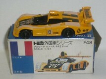 トミカ 外国車シリーズ F-48 アルビーヌ ルノーA 442 ターボ 黄(日本製) 箱傷み有_画像1