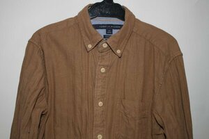 2589**SPトミー、濃いベージュ系、綿麻、長袖BDシャツ