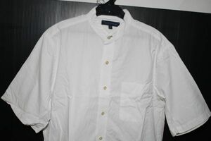 2624■Mトミー、白、スタンドカラー、半袖シャツ