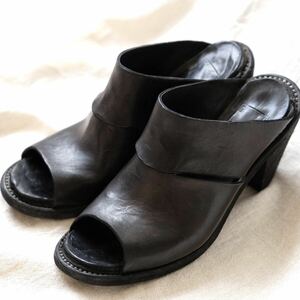 美品GUIDI グイディ フルカバーストラップレザーサンダル バーンドブラック37