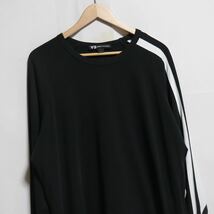 希少【Yohji Yamamoto adidas Y-3】3stripe ロゴ 長袖 カットソー Tシャツ/ヨウジヤマモト アディダス ワイスリー/シャツ_画像3