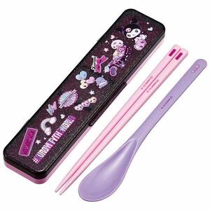 [ free shipping ] new goods anti-bacterial sound. if not combination set chopsticks 18cm KUROMI wonder journeyske-ta- spoon 