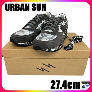 URBAN SUN アーバンサン スニーカー ART ANDRE 122 個性派 ミリタリー カモフラ メンズ ブラック グレー 迷彩柄 EU41 イタリア製