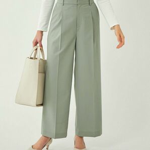 【新品タグ付】green label relaxingカチリラ ワイド ストレート パンツ -ウォッシャブル・ストレッチ・防シワ