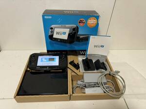 【完品】【任天堂 Wiiu 本体セット【プレミアム セット】クロ HDD容量 32GB ゲームパッド アダプタ】