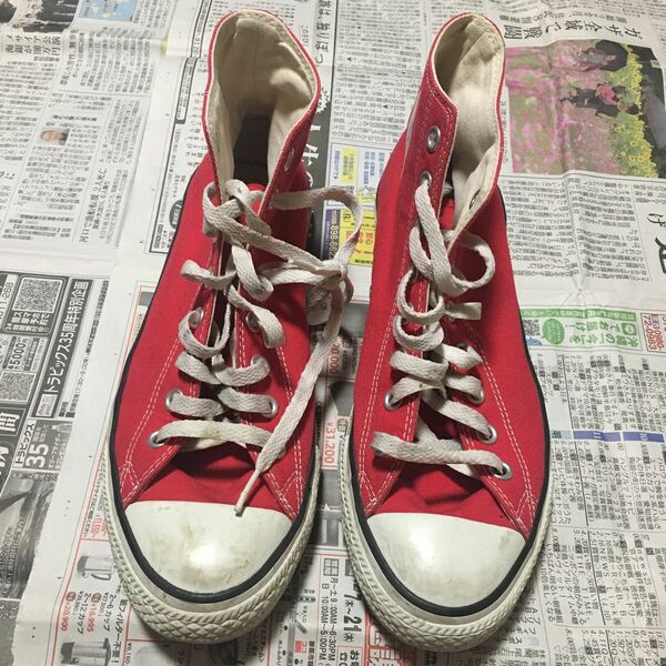 コンバース ハイカット スニーカー 8 26cm 赤 converse