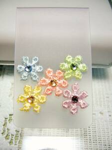 ★5個セット★【新品即決】★abc un face★ピアス★お花★フラワー★刺繍★レース★金属アレルギー対応★樹脂★