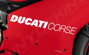 送料無料 DUCATI CORSE Motorbike Decal Sticker ドゥカティ ステッカー シール デカール バイク 365mm x 38mm ホワイト 2枚セット