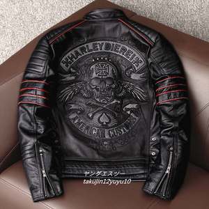 27万■最上級*ナッパ 復刻 ライダース レザージャケット 新品 プレミアム 豪華刺繍 本革 バイクウェア 最高峰 イタリアンレザー 牛革 2XL