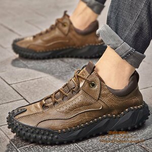  regular goods walking shoes gentleman shoes men's leather shoes original leather boots super-beauty goods sneakers outdoor light weight ventilation camp khaki 28.5cm