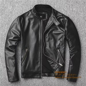 新品特売 最上級*ナッパ 本革 レザージャケット ライダー 牛革 ライダース バイクジャケット メンズバイクウェア 革ジャン 超豪華 細身 4XL