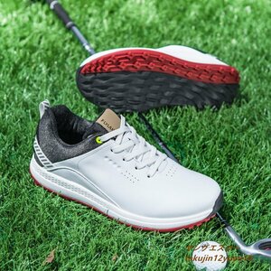 高級品 ゴルフシューズ 新品 スニーカー メンズ 運動靴 スポーツシューズ フィット感 軽量 幅広い 防水 防滑 耐磨 弾力性 ホワイト 26.5cm