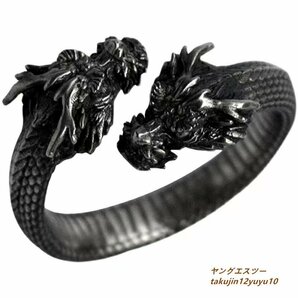 １円スタート★新品 シルバー925 リング 指輪 龍 職人手作り アクセサリー レトロ メンズ レディース フリーサイズ 調整可能「3141」の画像4