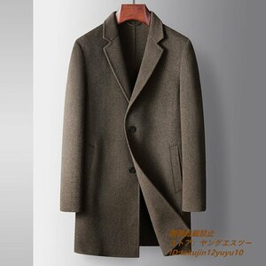 定価16万*最高級 ウールコート メンズコート紳士 ロングコート ビジネスコート 厚手 カシミヤコート チェスターコート アウター 珈琲色 3XL