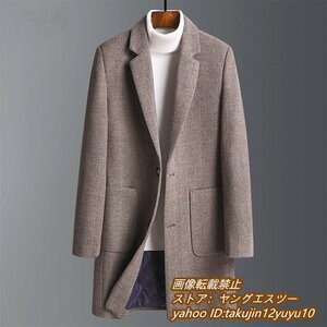 定価15万*最上級 ウールコート 新品 メンズコート 紳士 カシミヤコート ビジネスコート ロングコート 細身 チェスターコート キャメル 3XL