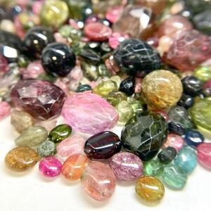 ■マルチカラートルマリンアクセサリーパーツおまとめ■a重量約113g tourmaline jewelry necklace accessory バイカラー 両穴 CE0