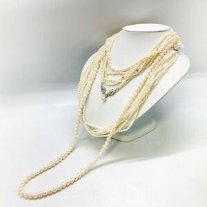 ■淡水パールネックレス5点おまとめ■a約203.5g 真珠 パール ケシ ベビー pearl Pearl necklace jewelry silver DA0 