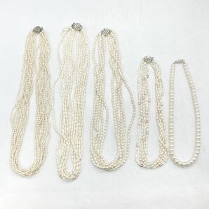 ■淡水パールネックレス5点おまとめ■a約272g 真珠 パール ケシ バロック ネックレス pearl Pearl necklace jewelry silver DA0 の画像7