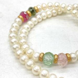 K18!!トルマリン付き!!■本真珠ネックレス4点■a約129g tourmaline 淡水パール ネックレス necklace jewelry accessory jewelry 両穴 ED3の画像4