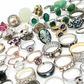 ■リングおまとめ■a約358.5g OLD vintage ring 指輪 スモーキークォーツ アゲート オパール アメジスト カラーストーンsilver CE0の画像1