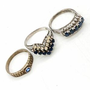 ■サファイアリング8点おまとめ■a重量約22g 宝石 sapphire Sapphire コランダム accessory jewelry 指輪 ring silver 925 CE0の画像3