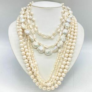 ■淡水パールネックレス5点おまとめ■a約291.5g 真珠 パール ケシ バロック ベビー pearl Pearl necklace jewelry silver DA0 