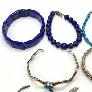 ■トルコ石/ラピスラズリブレスレット10点おまとめ■a約196g ターコイズ turquoise lapis lazuli accessory bracelet silver 925 CE0の画像3