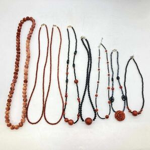 ■山珊瑚ネックレス7点おまとめ■a重量約238.5g サンゴ さんご コーラル coral 丸玉 パール necklace アクセサリー accessory silver DB0の画像5