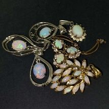 ■オパールペンダントトップ13点おまとめ■a重量約22g Opal opal pendant オパール ホワイト 遊色 accessory jewelry silver CE0 _画像3