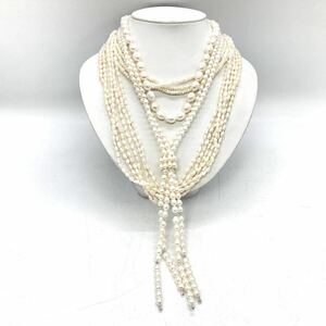 ■淡水パールネックレス5点おまとめ■a約224g 真珠 パール ケシ バロック ベビー pearl Pearl necklace jewelry silver DA0 