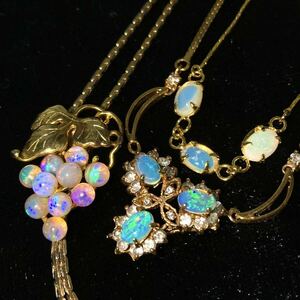 ■オパールペンダントネックレス3点おまとめ■a重量約18.5g Opal pendant オパール ホワイト遊色 accessory jewelry silver CE0 