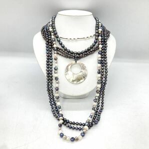 ■淡水パールネックレス5点おまとめ■a約238g 真珠 パール ケシ バロック シェル pearl Pearl necklace jewelry silver DA0 の画像1