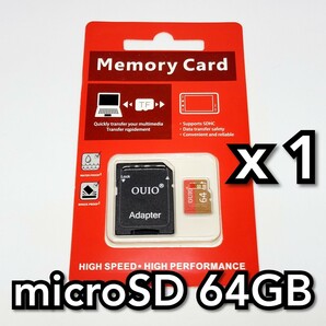 【送料無料】マイクロSDカード 64GB 1枚 class10 1個 microSD microSDXC マイクロSD 高速 OUIO 64GB RED-GOLDの画像1