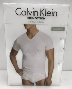 (未開封・未使用品)Calvin Klein/カルバンクライン VネックTシャツ 3枚セット 白/ホワイト Lサイズ 100%コットン