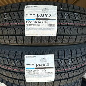 【2023年製】4本/本州法人宛24300円～ VRX2 日本製 155/65r14 ブリヂストン 155/65-14 ブリジストン　スタッドレス　領収書発行可能