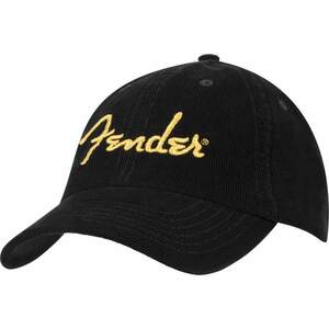 Fender Gold Spaghetti Logo Corduroy Baseball Hat, Black, One Size キャップ〈フェンダー〉