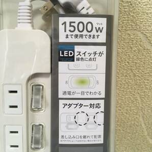 757ゆ/４個口 LEDスイッチタップ 1m 節電効果 インテリア 延長コード 3m USB充電付き タップ ４個 新品の画像3