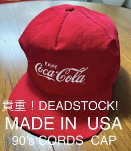 貴重！90's COCA COLA CORDP CAP ヴィンテージ USA コカコーラ　ヴィンテージ アメリカ製　MADE IN USA コーデュロイ　企業　飲料