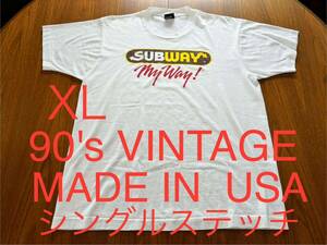 貴重！SUAWAY Tシャツ　90's ヴィンテージ Mac アメリカ製　MADE IN USA サブウェイ　ハンバーガー　企業