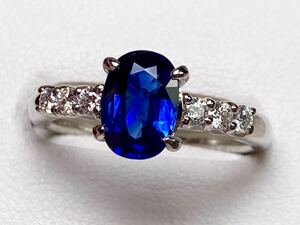 ◆綺麗◆ 天然サファイア 1.28ct ダイヤモンド 高級リング D0.20ct/Pt900 ソーティング付 Sapphire ring◆