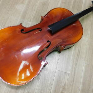 【メーカ不明 チェロ】虎杢アンティーク調 cello 4/4 破損あり 現状ジャンク 弓など付属の画像3