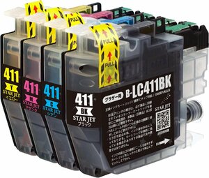 LC411-4PK 全ロット番号対応 brother ブラザー 純正互換インクカートリッジ 4色組 DCP-J926N-W/N MFC-J939DN/DWN J739DN J904N J526N