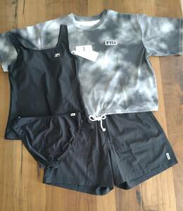 FILA* filler 9 number M size swimsuit swim wear * black × gray fitness 