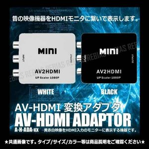 送料無料 AV-HDMI 変換アダプタ 【ホワイト】 RCA コンポジット ビデオ 端子 赤 白 黄 液晶 モニター 表示 720p 1080p 映像 変換 送信