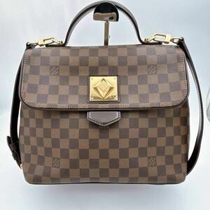 1円 美品 LOUIS VUITTON ダミエ ベルガモMM 2way ショルダーバッグ レザー ハンドバッグ ルイヴィトン 