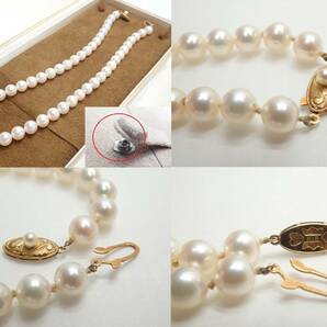 C881 アコヤ真珠 パール ネックレス 本真珠 K18 7-8mm 長さ 38cm 29.5ｇ 【鑑別書付】 アクセサリー Pearl Necklaceの画像9