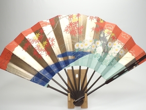 J667 fan / talent . black . gold ground .. water four season . flower map capital ./ Mai ./ end wide / Shimai / old .Japanese Tradition